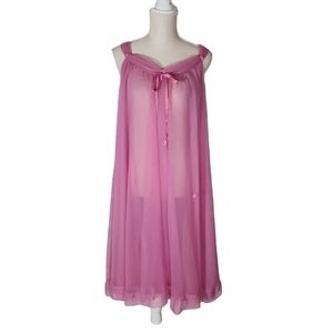 Vintage Flowy Pink Night Gown Fairycore Slip Dress